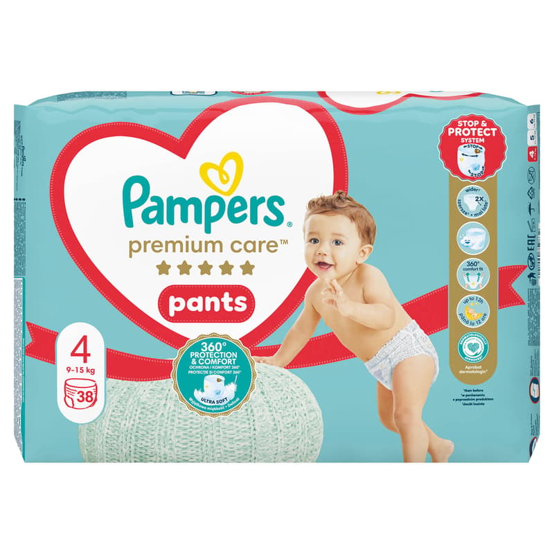 Pampers Pants Premium care plenkové kalhotky 4 (9–15 kg)