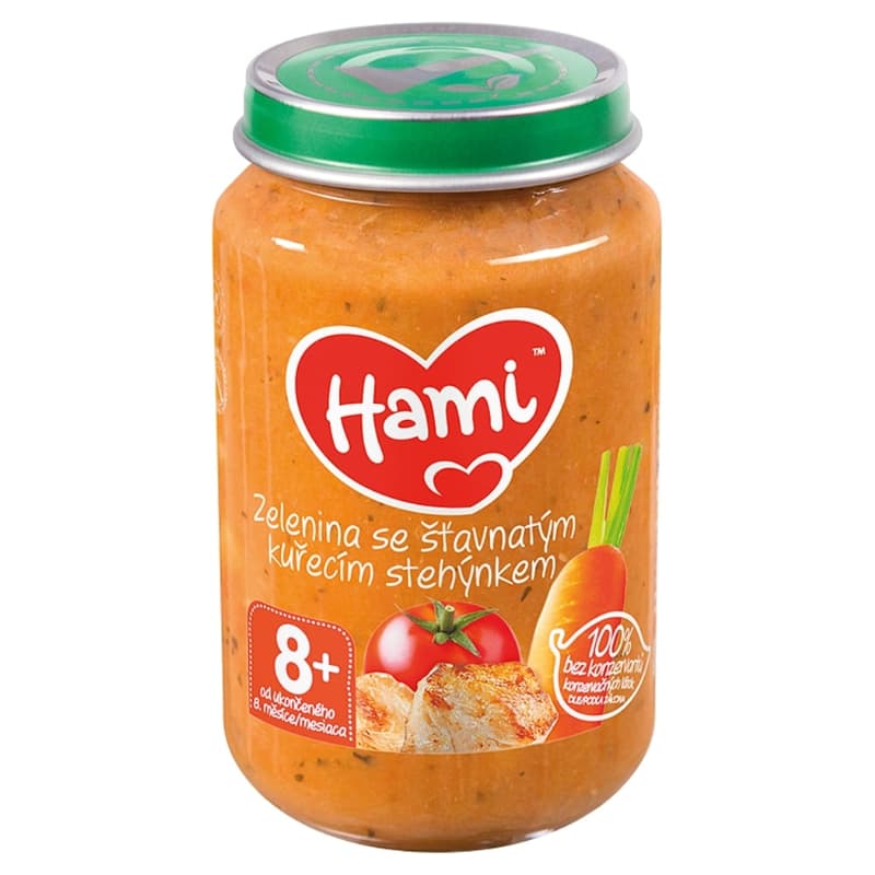 Hami Příkrm zelenina se šťavnatým kuřecím stehýnkem
