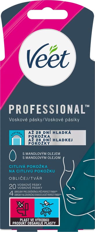 Veet Face Professional wax strips with a stripe for easy grip