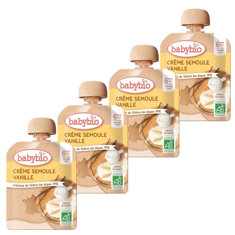 Babybio BIO Kapsička krupice s vanilkou (4×85g)