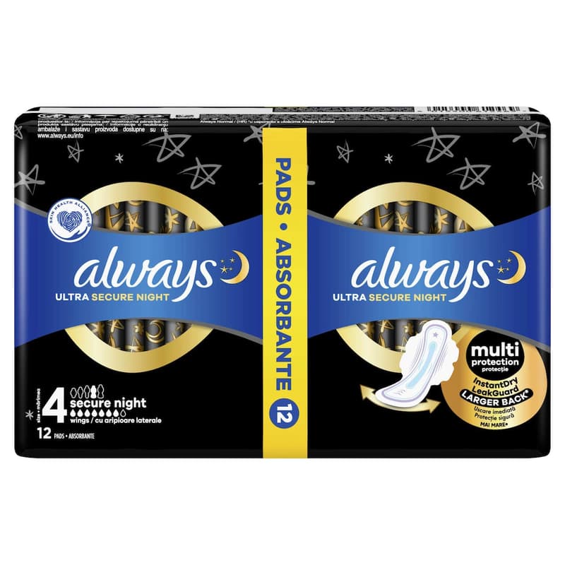 Always Ultra Secure Night Hygienické vložky s křidélky