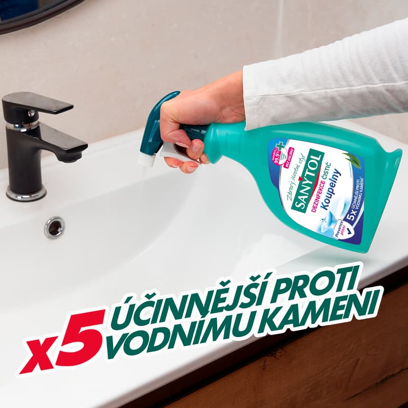 Sanytol Dezinfekce proti vodnímu kameni do koupelny s vůní eukalyptu ve spreji