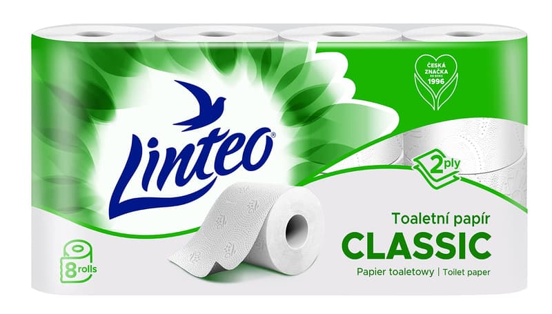 Linteo toilet paper white, 2 ply, 8pcs