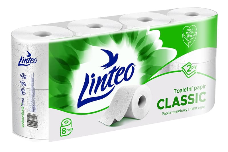 Linteo toilet paper white, 2 ply, 8pcs