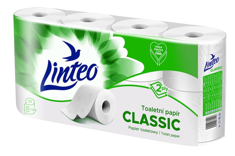 Linteo toilet paper white, 2 ply, 8pcs