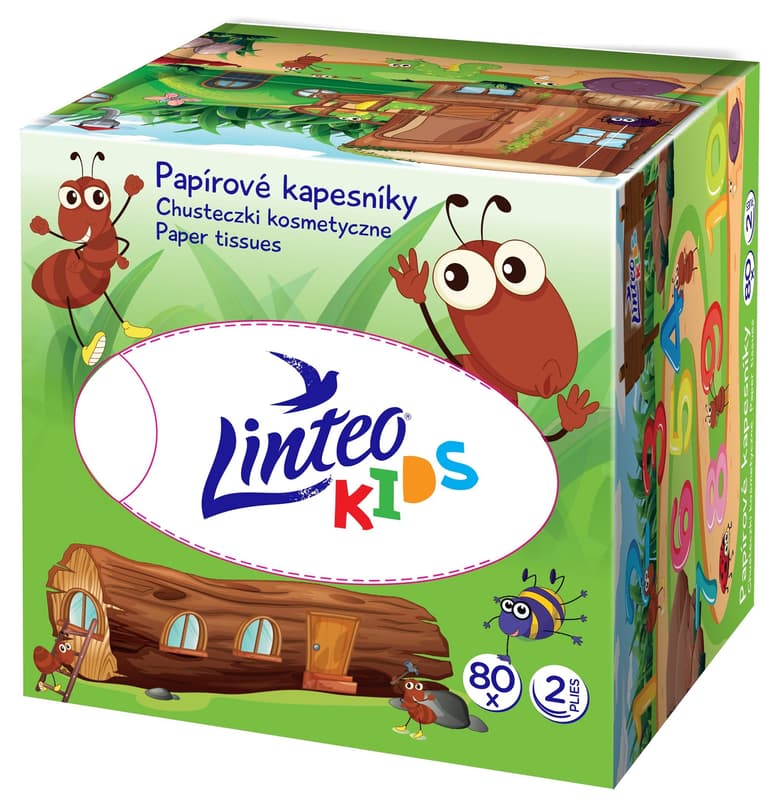 Linteo Kids paper handkerchiefs with children's motif 2-layer box