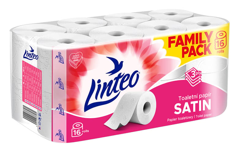 Linteo toilet paper white, 3-ply, 16pcs