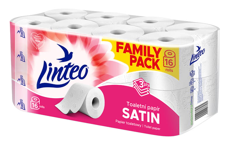 Linteo toilet paper white, 3-ply, 16pcs