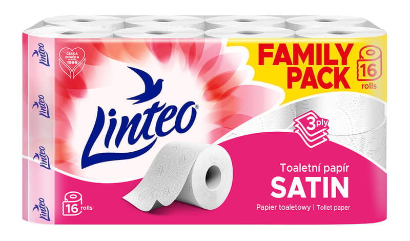 Linteo toilet paper white, 3-ply, 16pcs