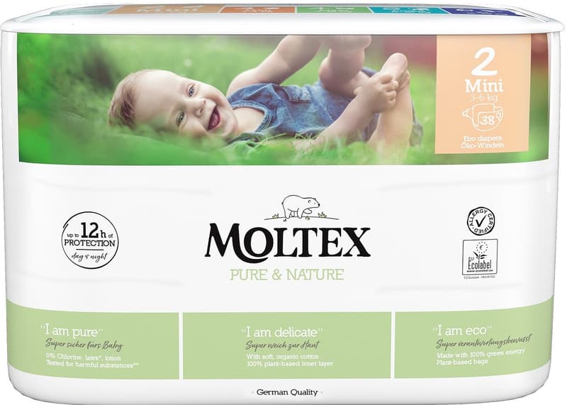 Moltex Pure & Nature BIO Disposable baby diapers mini 3 – 6 kg (size 2)