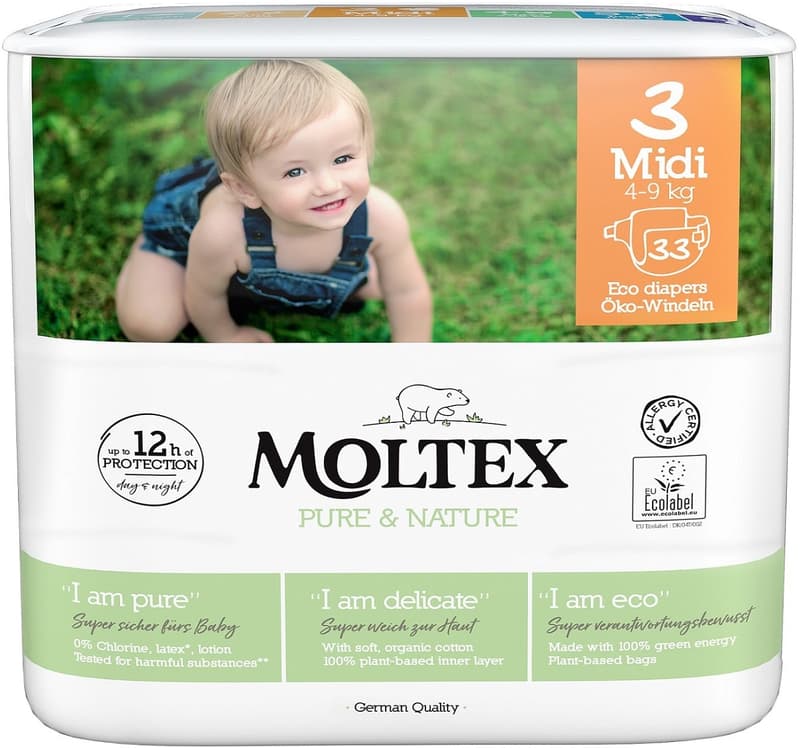 Moltex Pure & Nature BIO Disposable diapers midi 4 – 9 kg (size 3)