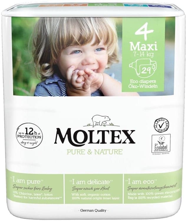 Moltex Pure & Nature EKO Jednorázové dětské plenky maxi 7–14 kg (velikost 4)