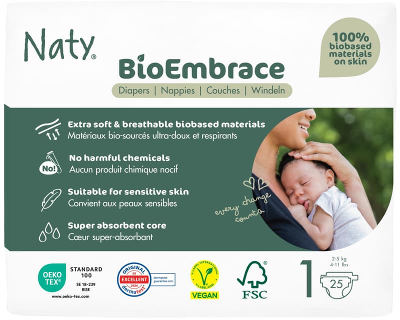 Naty Bioembrace diapers Newborn (size 1) 2–5 kg