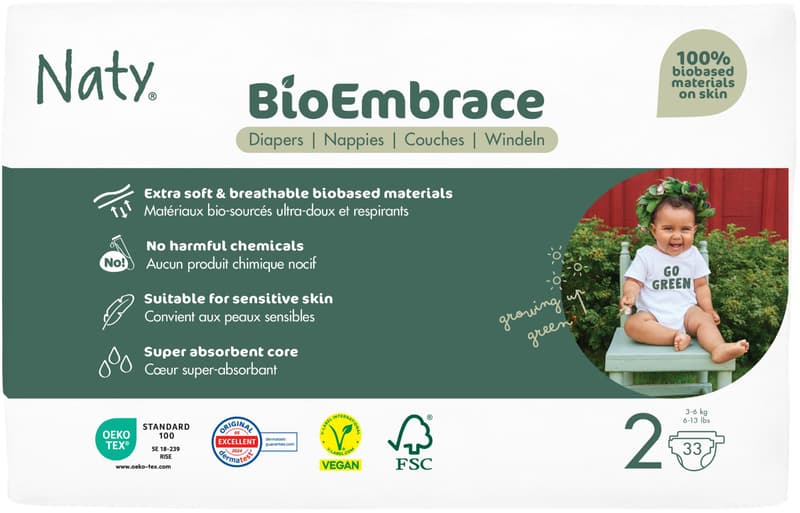 Naty Bioembrace diapers Mini (size 2) 3–6 kg 