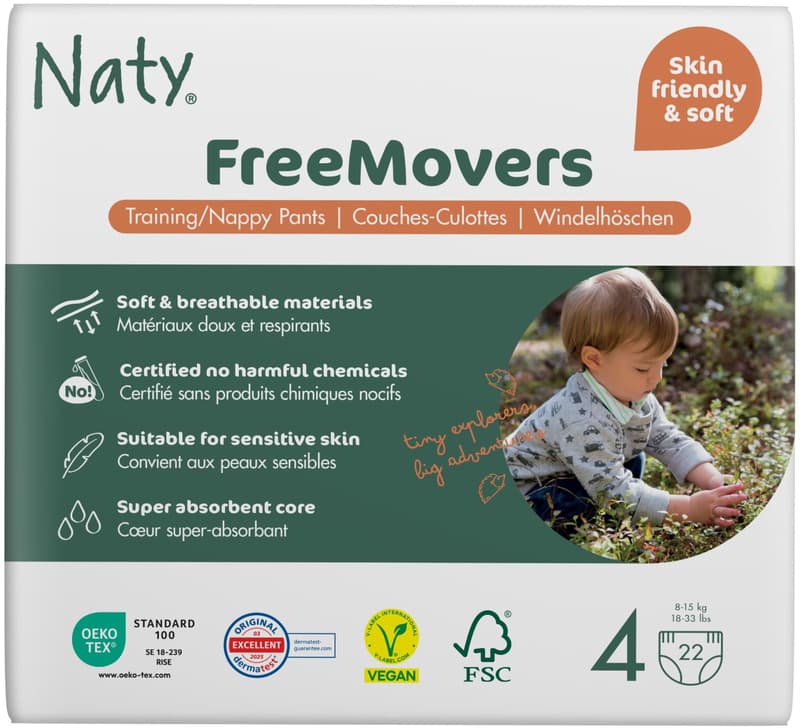Naty FreeMovers natahovací plenkové kalhotky Maxi (velikost 4) 8–15 kg