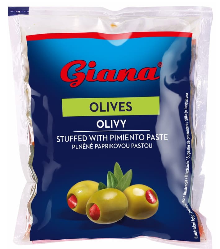 Giana Olives green stuffed with red pepper in bag