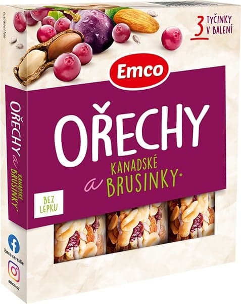Emco Sticks with Nuts and Canadian Cranberries 3x35g