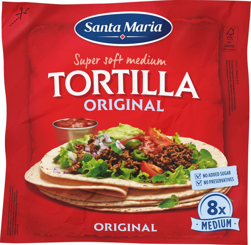 Santa Maria Tex Mex Original soft mexican wheat tortilla 20cm 8pcs