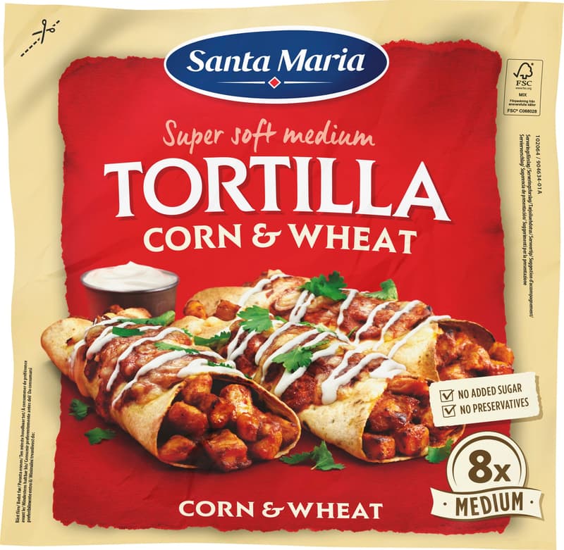 Santa Maria Tex Mex Wheat corn tortilla 20cm 8pcs