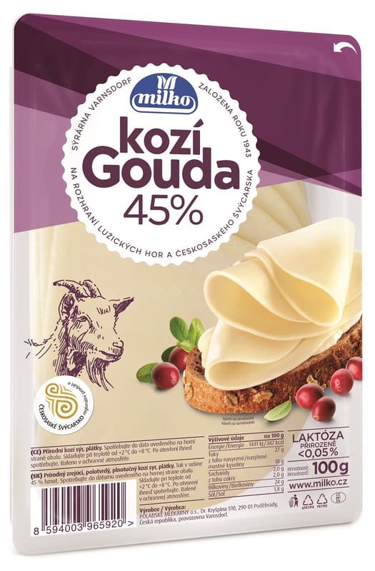 Milko Goat gouda sliced