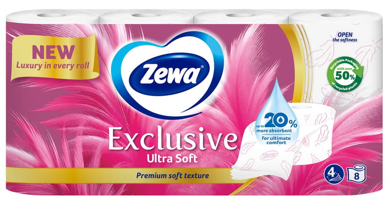 Zewa Ultra Soft toilet paper, 4 ply, 8pcs