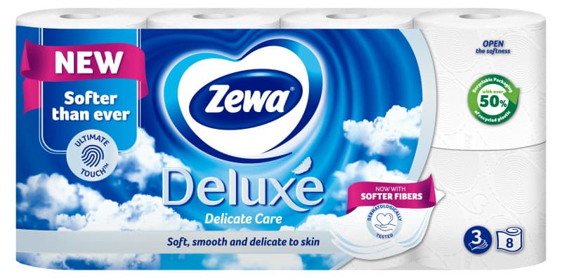 Zewa Delicate Care toilet paper, 3 ply, 8pcs