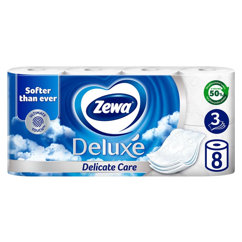 Zewa Delicate Care toilet paper, 3 ply, 8pcs