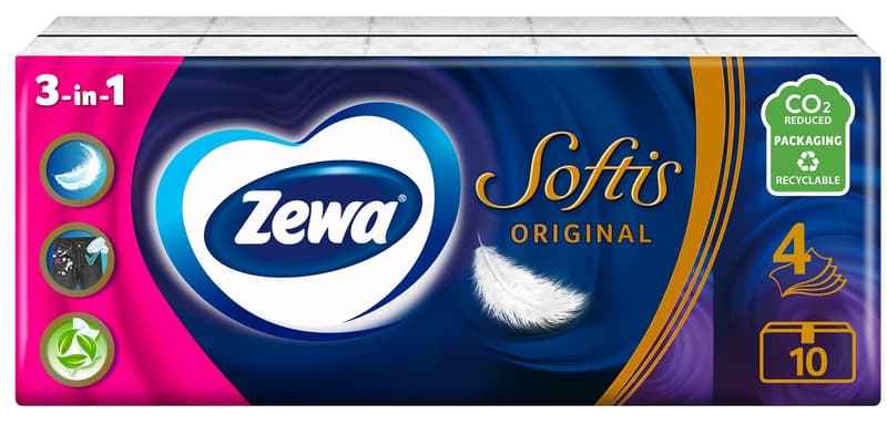 Zewa Softis Standard handkerchiefs 4 ply 10x9pcs