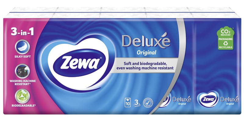 Zewa Deluxe Standard papírové kapesníky 3vrstvé 10x10ks