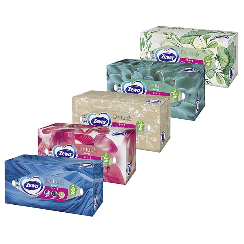 Zewa Deluxe Design paper handkerchiefs 3-layer box