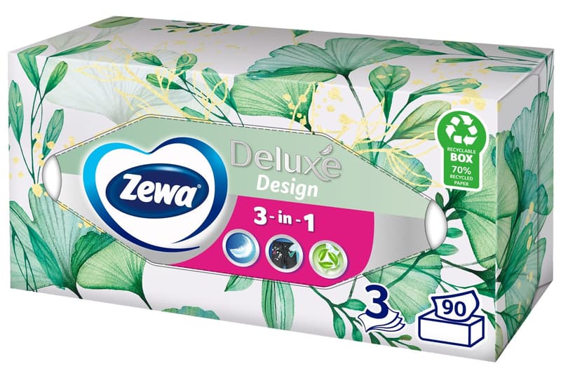 Zewa Deluxe Design paper handkerchiefs 3-layer box