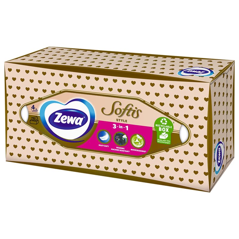 Zewa Softis Style Box papírové kapesníky 4vrstvé box