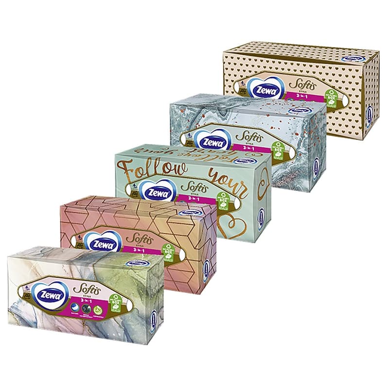 Zewa Softis Style Box papírové kapesníky 4vrstvé box