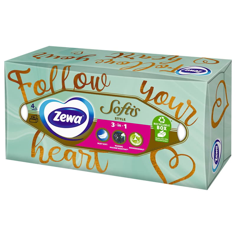 Zewa Softis Style Box papírové kapesníky 4vrstvé box