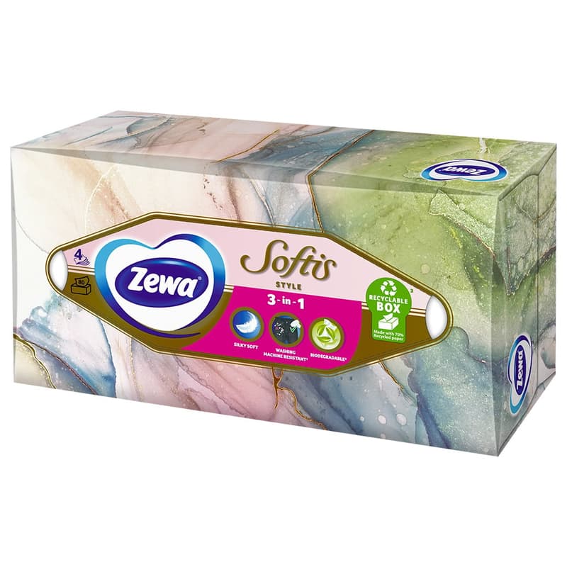 Zewa Softis Style Box papírové kapesníky 4vrstvé box