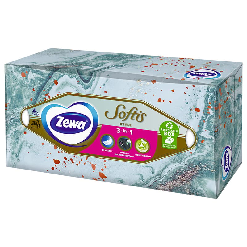 Zewa Softis Style Box papírové kapesníky 4vrstvé box