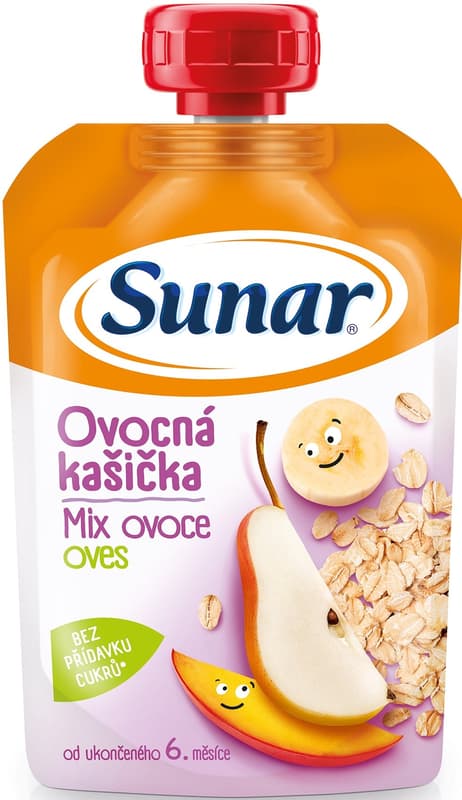 Sunar Kašička ovocná kapsička mix ovoce a ovesné vločky od 6. měsíce