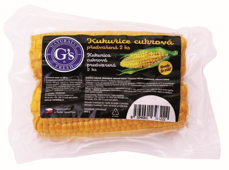 Kukuřice předvařená 2ks, balení