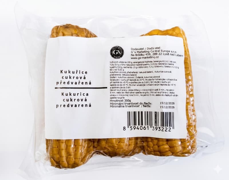 Kukuřice předvařená 2ks, balení