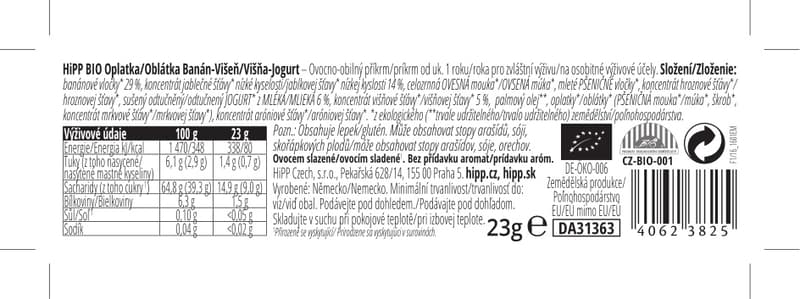HiPP BIO Ovocná tyčinka banán, višeň a jogurt