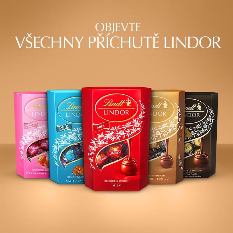 Lindt Bonboniéra LINDOR čokoládové pralinky směs zlatý mix