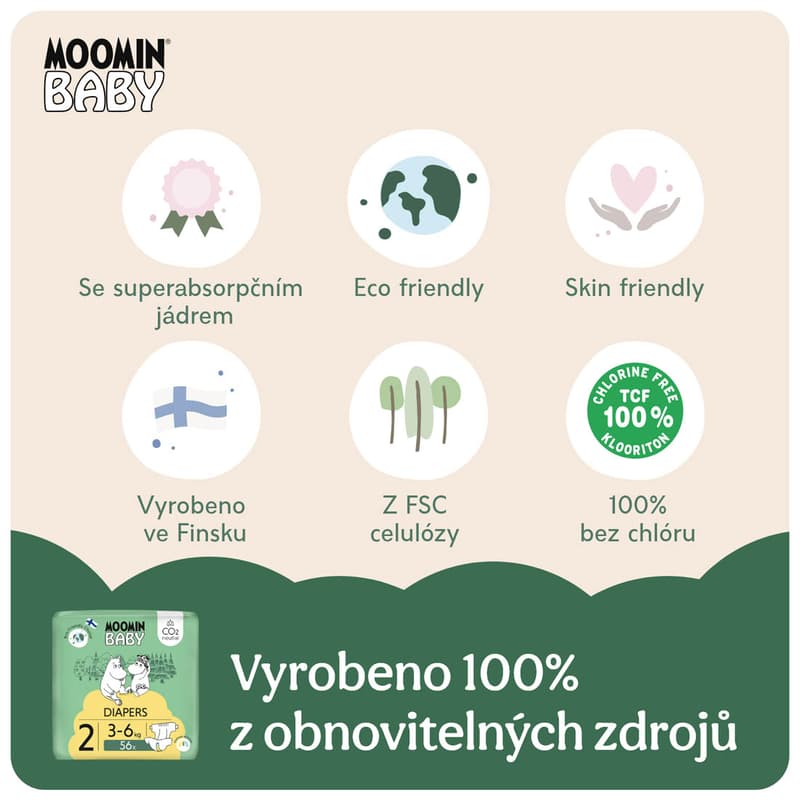 Muumi Baby ECO Disposable diapers mini 2 (3–6 kg)