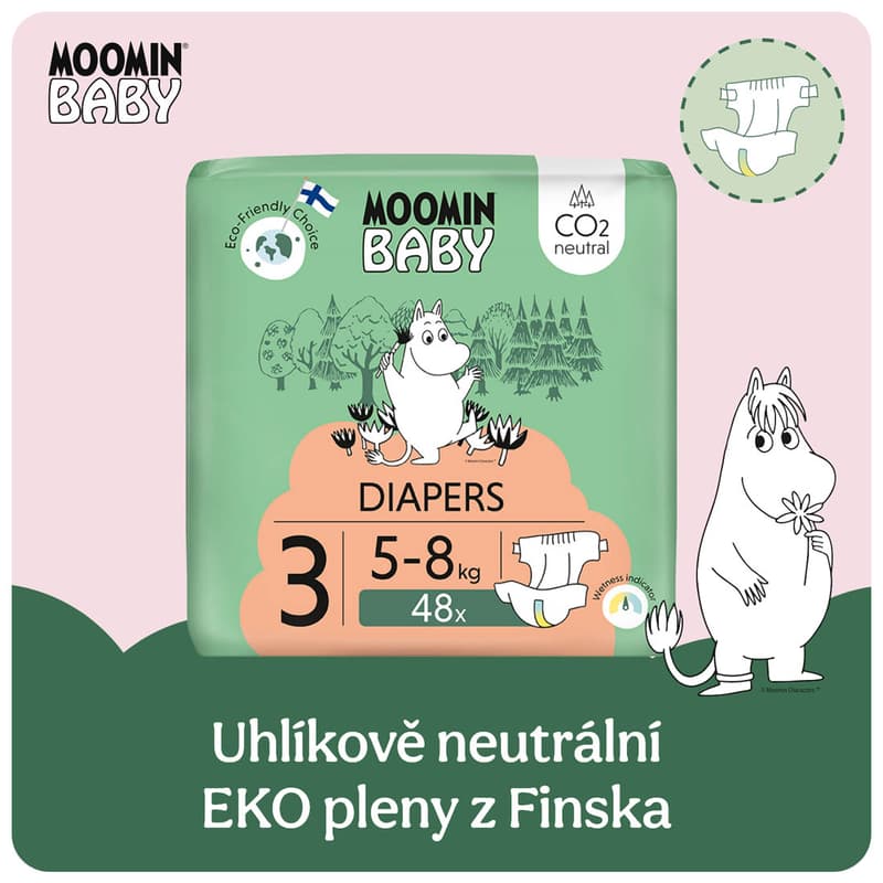 Moomin Baby EKO Jednorázové plenky midi 3 (5–8 kg)