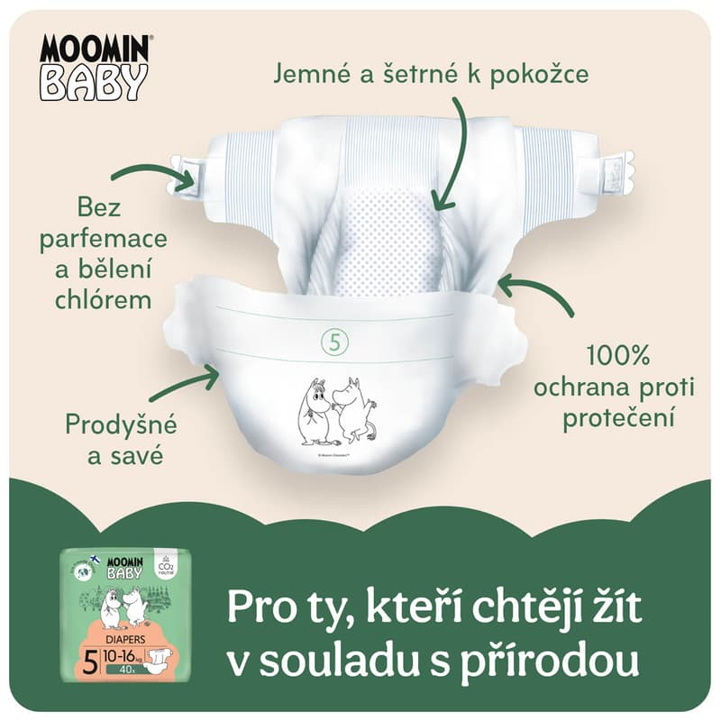 Muumi Baby ECO Disposable diapers maxi+ 5 (10–16 kg)