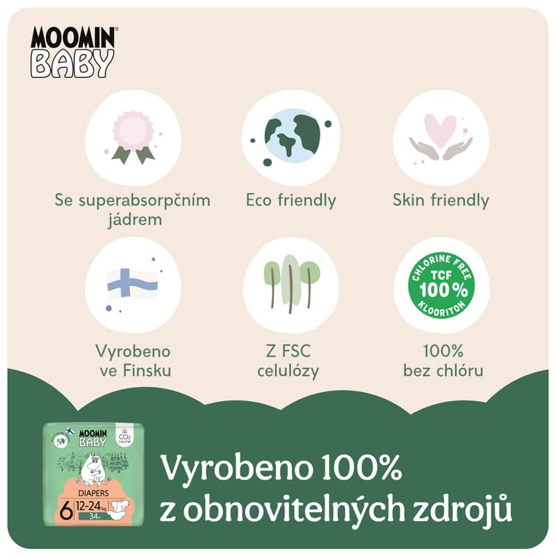 Muumi Baby ECO Disposable diapers junior 6 (12–24 kg)