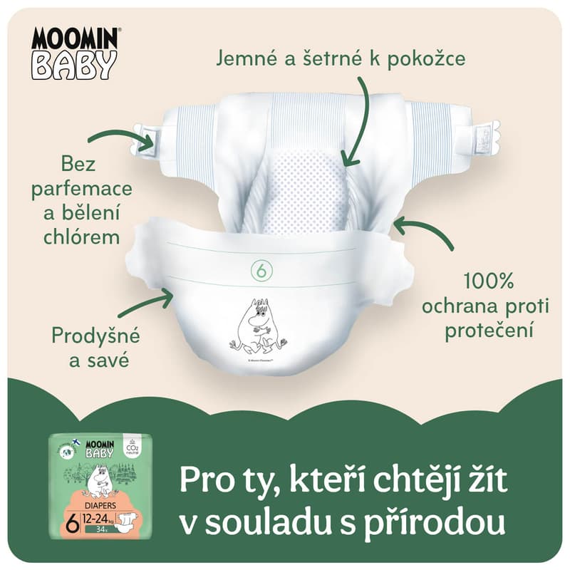 Muumi Baby ECO Disposable diapers junior 6 (12–24 kg)