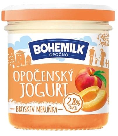 Bohemilk Opočenský yogurt in glass of peach-apricot