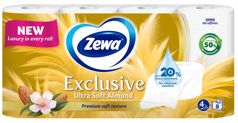 Zewa Almond Milk toilet paper, 4 ply, 8pcs