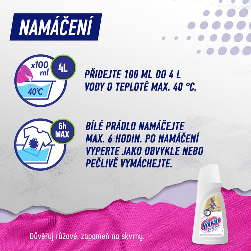 Vanish Oxi Action odstraňovač skvrn na bílém prádle