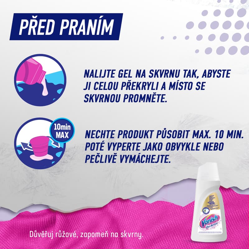 Vanish Oxi Action odstraňovač skvrn na bílém prádle